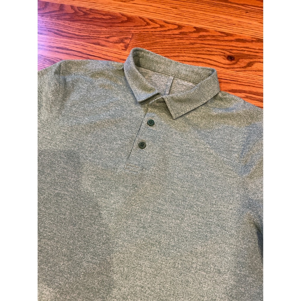 Lululemon Mens‎ Polo Shirt Small Green Heathered Short Sleeve Evolution Polo